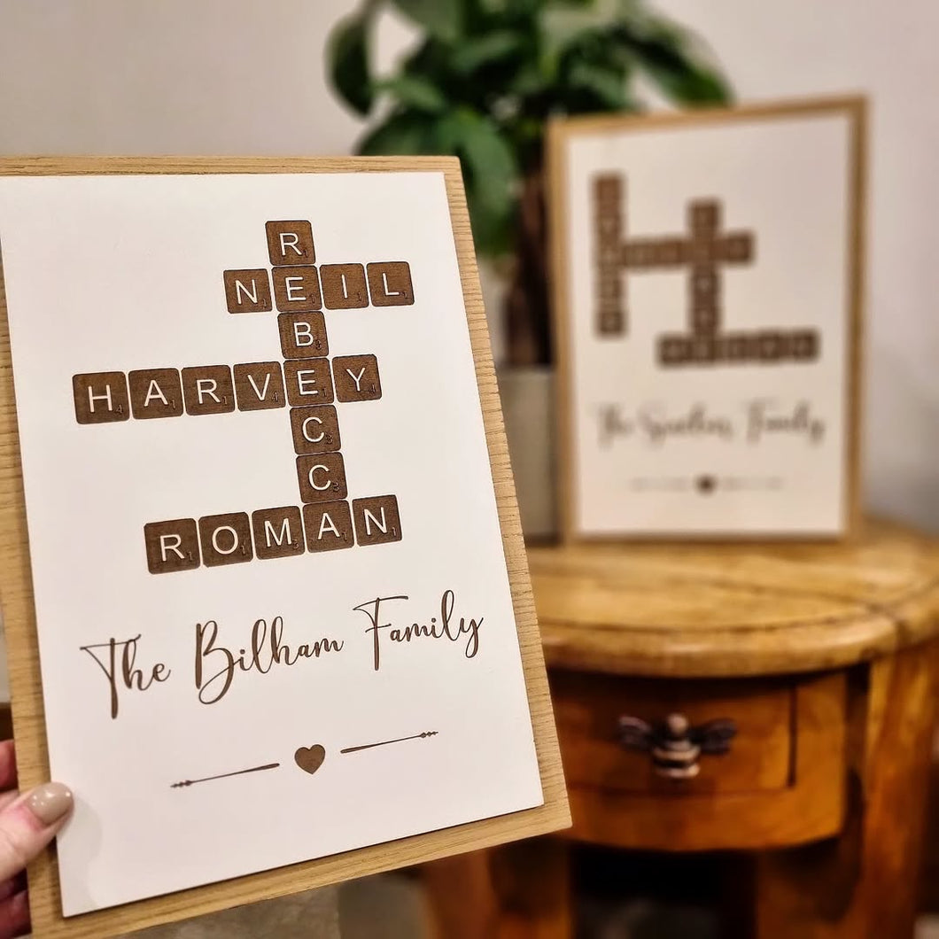 Personalised Scrabble Tile Oak Sign