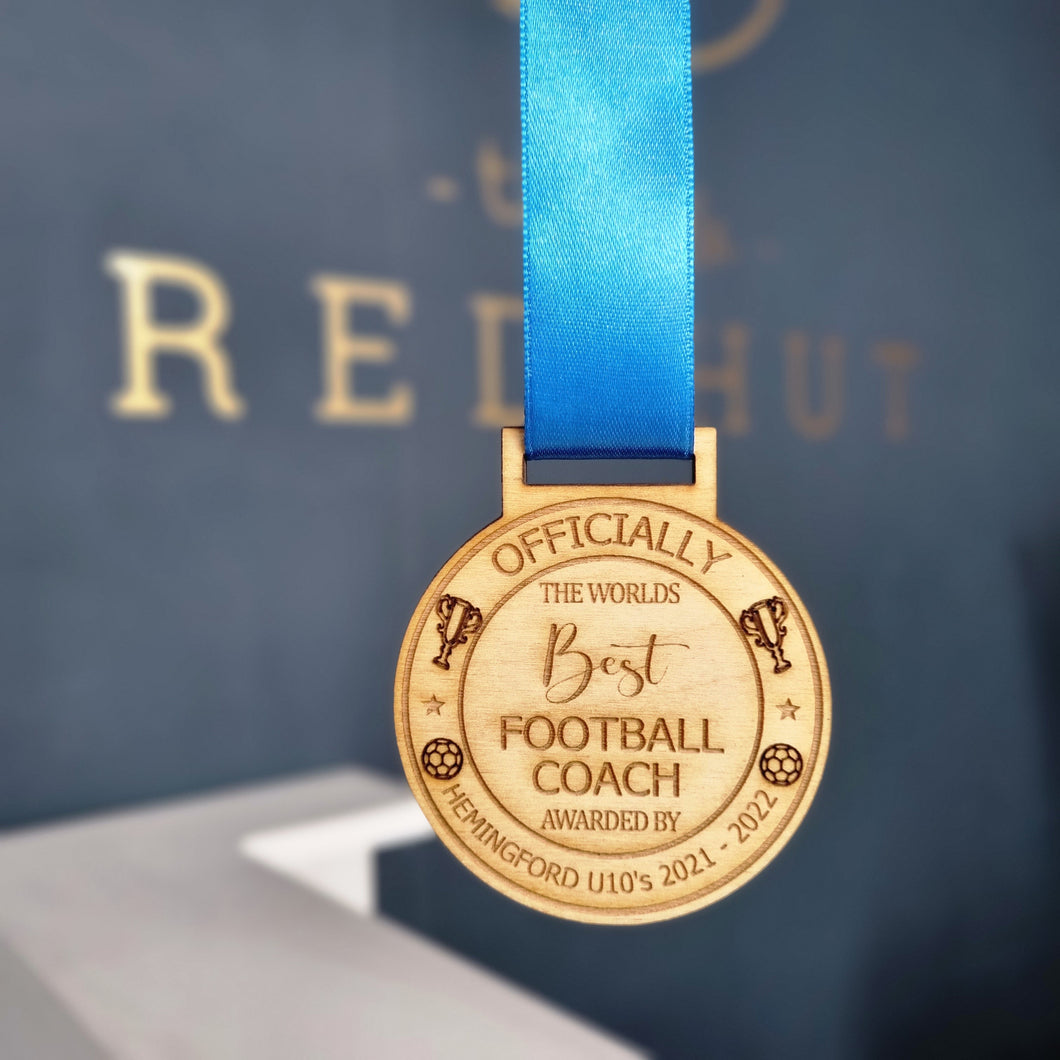 Personalised Best Football Coach/Manager Medal